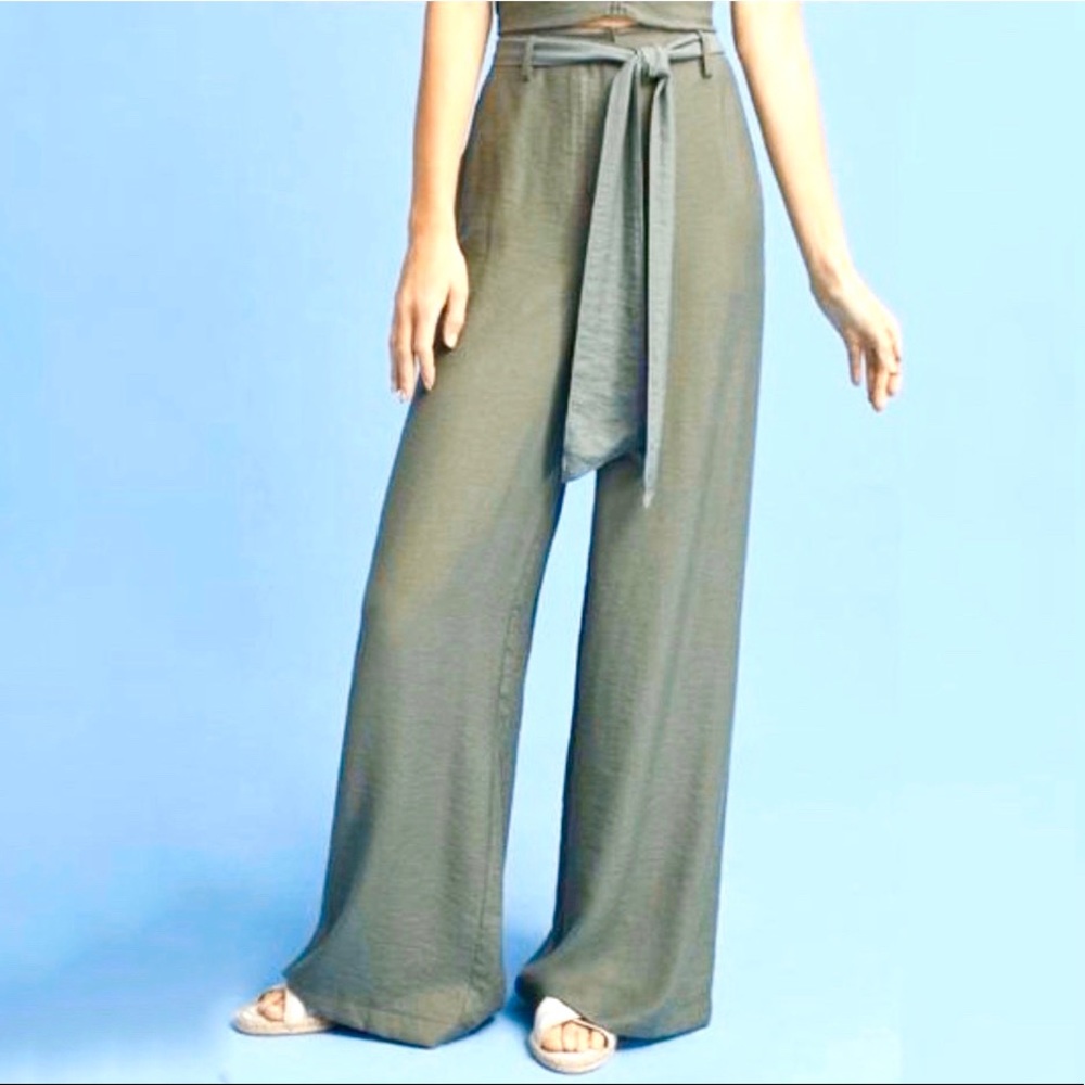Anthropologie / Maeve Wide Leg Palazzo Pants Green